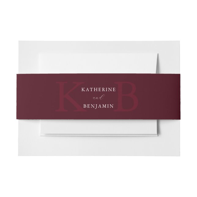 Bandeau De Faire-part Modern Minimalist Burgundy Monogram Wedding (Devant Example)