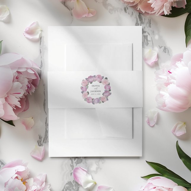 Bandeau De Faire-part Modern Pink Floral Wreath Wedding (Créateur téléchargé)