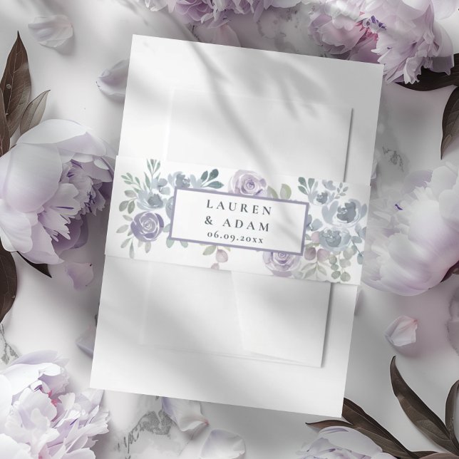 Bandeau De Faire-part Modern Purple & Blue Floral Wedding  (Créateur téléchargé)