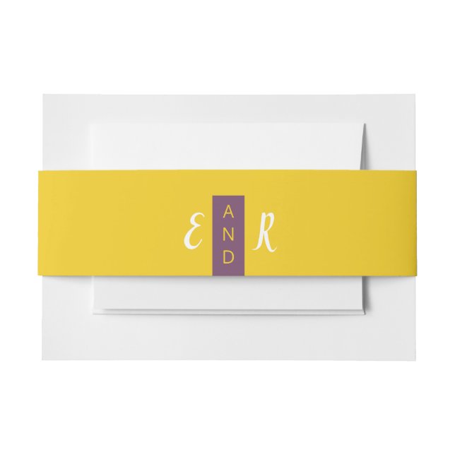 Bandeau De Faire-part Moderne Contemporain violet jaune mariage monogram (Devant Example)
