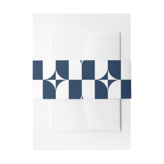 Bandeau De Faire-part Moderne du milieu du siècle bleu et blanc