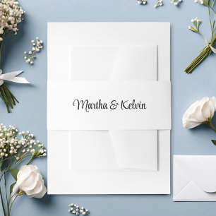 Bandeau De Faire-part Moderne Écriture Élégante Mariage Blanc & Noir