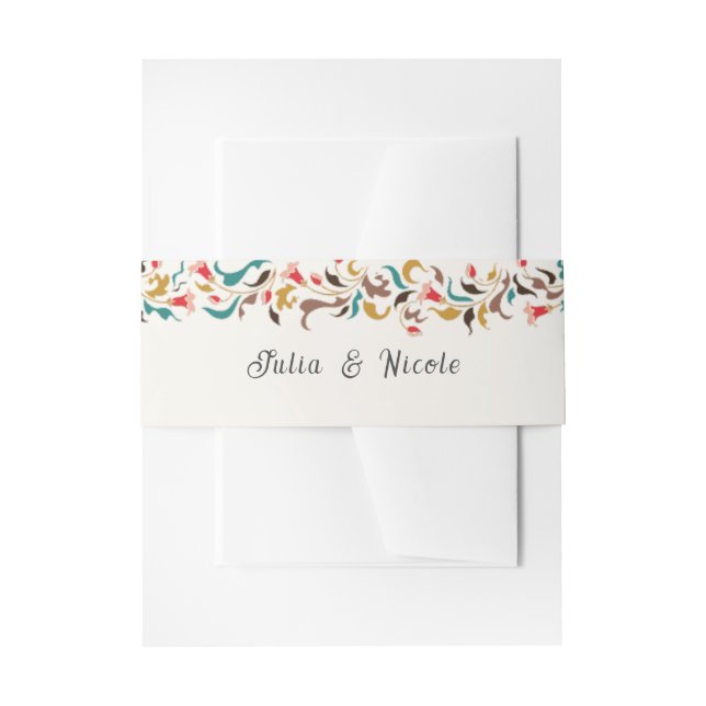 Bandeau De Faire-part Moderne Romantique Élégant Mariage de couronne flo (Devant example)