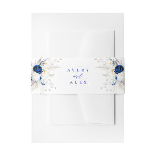 Bandeau De Faire-part Moderne Royal Blue Floral Mariage