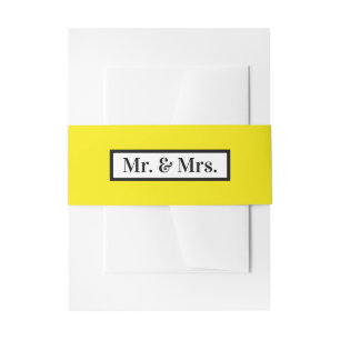 Bandeau De Faire-part Moderne simple rétro jaune M. + Mme.