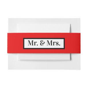 Bandeau De Faire-part Moderne Simple Rétro Rouge M. + Mme.