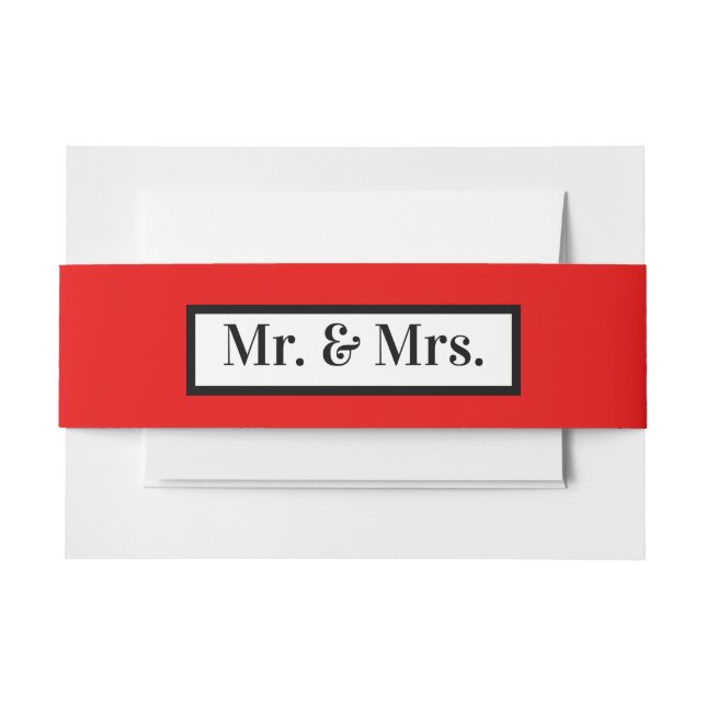 Bandeau De Faire-part Moderne Simple Rétro Rouge M. + Mme. (Devant Example)