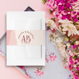 Bandeau De Faire-part Moins de Mariage de monogramme gras et de fleur