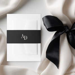 Bandeau De Faire-part Monogram initials elegant black ivory wedding