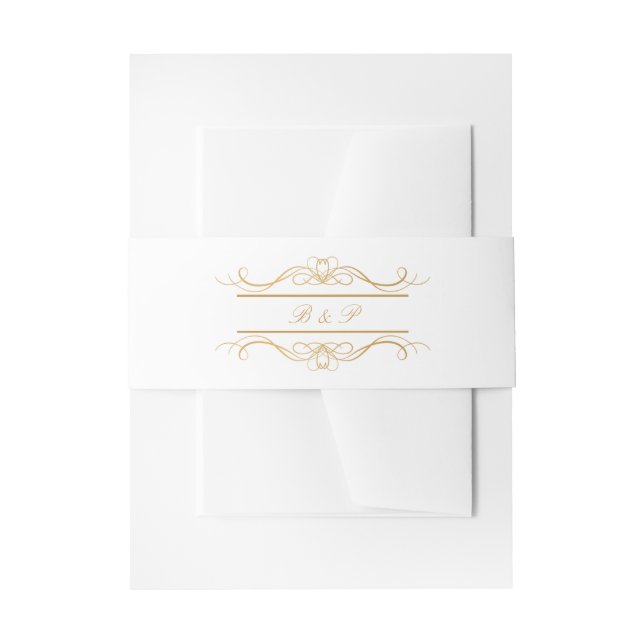 Bandeau De Faire-part Monogram Modern Elegant Gold Swirl Wedding (Devant example)