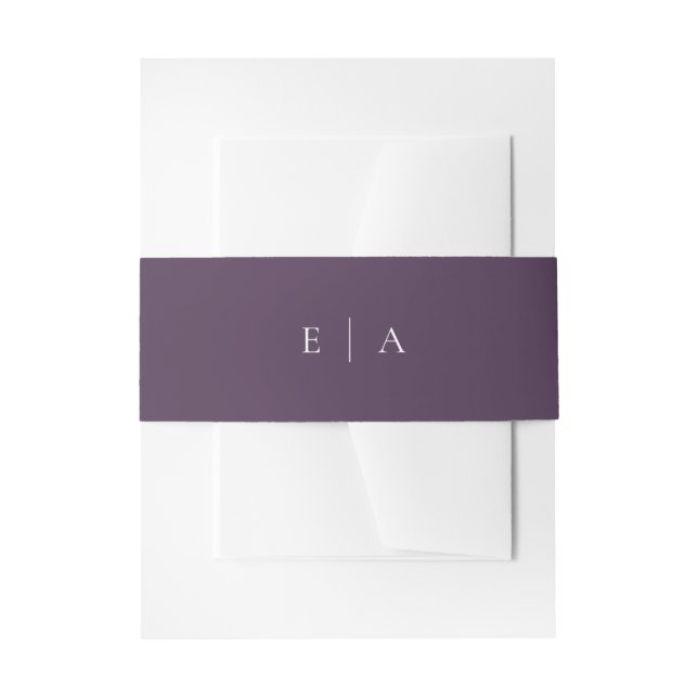 Bandeau De Faire-part Monogram Plum Purple Boho Mariage moderne (Devant example)