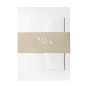 Bandeau De Faire-part Monogramme Beige Moderne Faire-part de mariage Sim