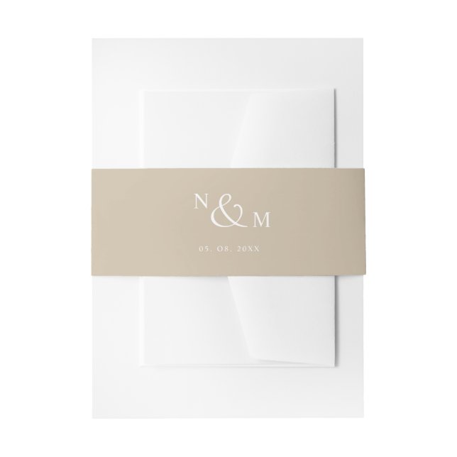 Bandeau De Faire-part Monogramme Beige Moderne Faire-part de mariage Sim (Devant example)