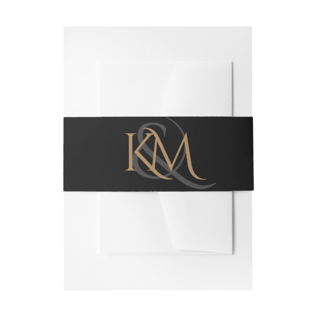 Bandeau De Faire-part Monogramme Black Gold moderne Mariage simple (Devant example)