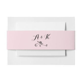 Bandeau De Faire-part Monogramme Calligraphie Fleur Ornement rose