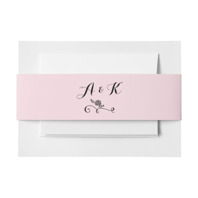 Bandeau De Faire-part Monogramme Calligraphie Fleur Ornement rose (Devant Example)