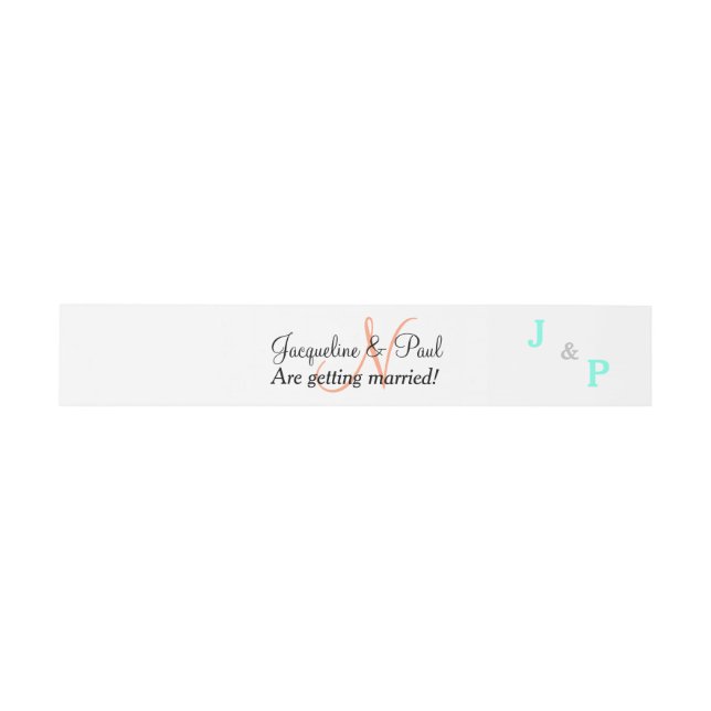 Bandeau De Faire-part Monogramme Cantaloupe Mariage bleu (Plat)