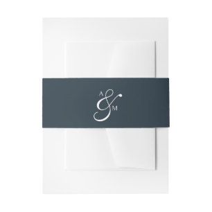 Bandeau De Faire-part Monogramme classique Ampersand bleu marine