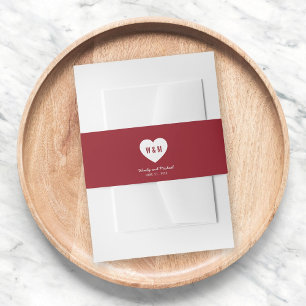 Bandeau De Faire-part Monogramme Coeur Mariage moderne Couleur personnal
