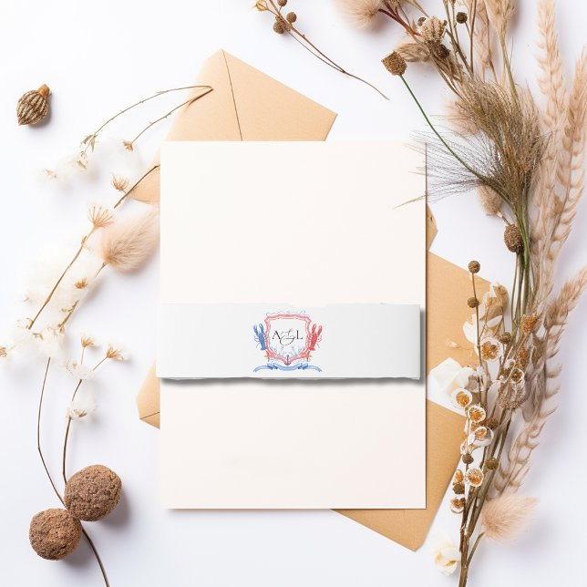 Bandeau De Faire-part Monogramme de crête de homard bleu marine (Créateur téléchargé)