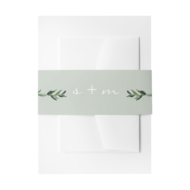 Bandeau De Faire-part Monogramme de feuillage feuillus Simple Modernisat (Devant example)
