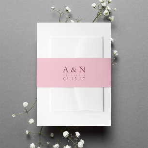Bandeau De Faire-part Monogramme de Mariage rose et prune
