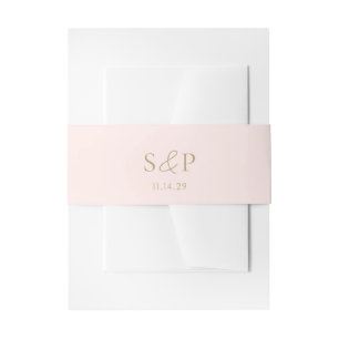 Bandeau De Faire-part Monogramme d'or rose pâle minimal Mariage élégant
