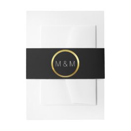 Bandeau De Faire-part Monogramme élégant personnalisé Mariage noir & or