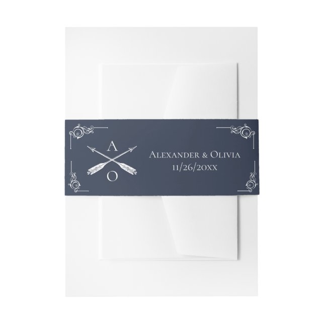 Bandeau De Faire-part Monogramme et flèches de marine (Devant example)