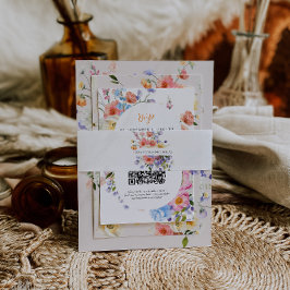 Bandeau De Faire-part Monogramme fleur sauvage | Mariage floral