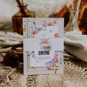 Bandeau De Faire-part Monogramme fleur sauvage   Mariage floral