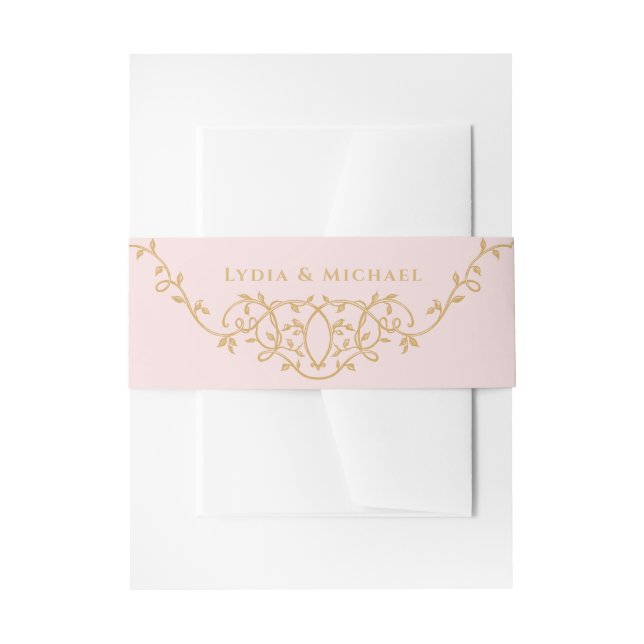 Bandeau De Faire-part Monogramme français doux rose pâle (Devant example)