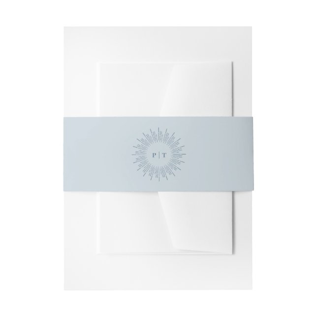 Bandeau De Faire-part Monogramme Mariage bleu clair Sunburst moderne (Devant example)