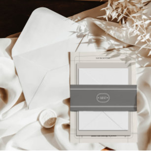 Bandeau De Faire-part Monogramme Mariage classique élégant à gris chic
