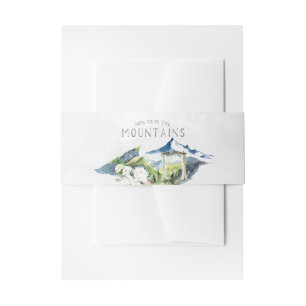Bandeau De Faire-part Monogramme Mariage d'aquarelle de montagne rustiqu