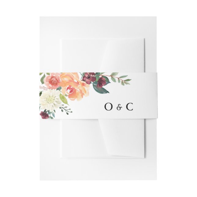 Bandeau De Faire-part Monogramme Mariage de automne de bouquet de fleurs (Devant example)