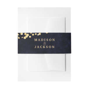 Bandeau De Faire-part Monogramme Mariage de couleur bleu marine et or gl