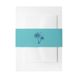 Bandeau De Faire-part Monogramme Mariage Tropical Turquoise Palm Tree