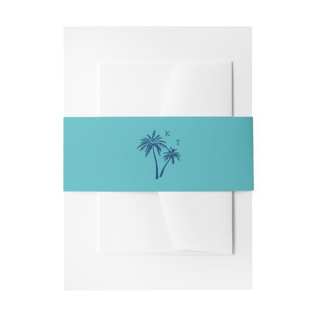 Bandeau De Faire-part Monogramme Mariage Tropical Turquoise Palm Tree (Devant example)