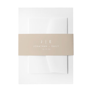 Bandeau De Faire-part Monogramme minimaliste Boho Beige Mariage