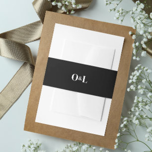 Bandeau De Faire-part Monogramme minimaliste noir sombre