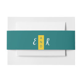Bandeau De Faire-part Monogramme moderne turquoise et jaune mariage