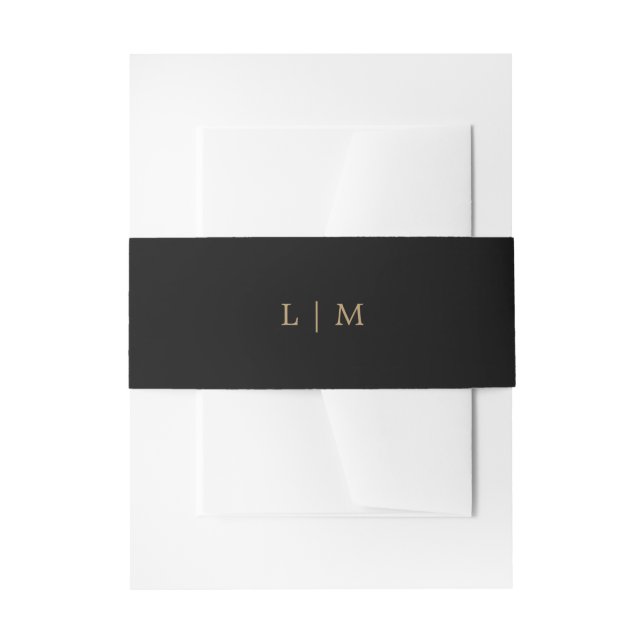 Bandeau De Faire-part Monogramme noir et or simple Mariage élégant (Devant example)
