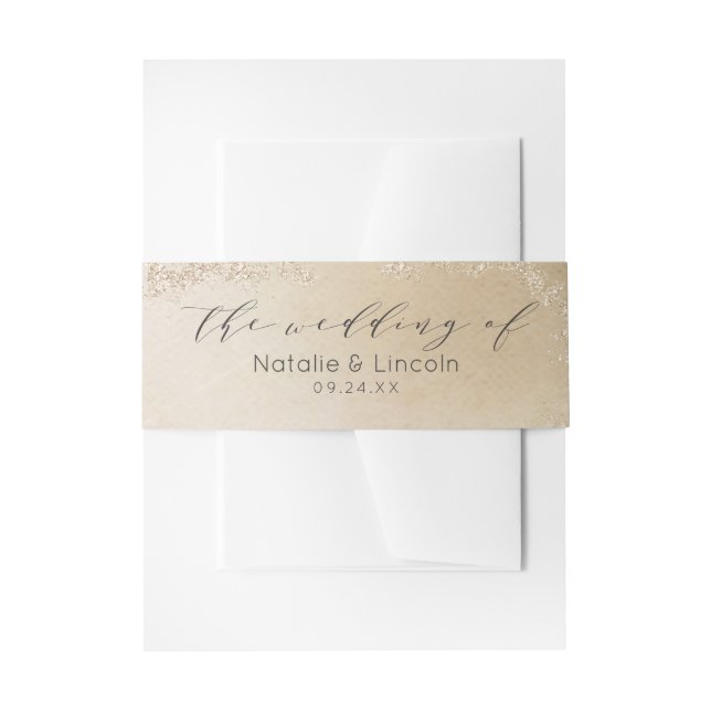 Bandeau De Faire-part Monogramme Ombre Yellow Gold Frosted Foil Mariage (Devant example)