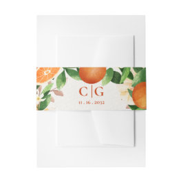 Bandeau De Faire-part Monogramme Orange Florals Citrus Mariage