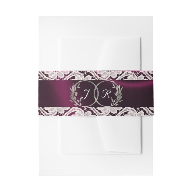 Bandeau De Faire-part Monogramme, ruban et dentelle - violet (Devant example)