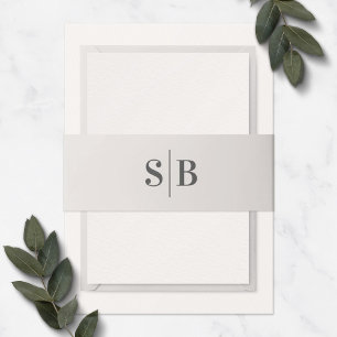 Bandeau De Faire-part Monogramme simple Mariage ivoire blanc
