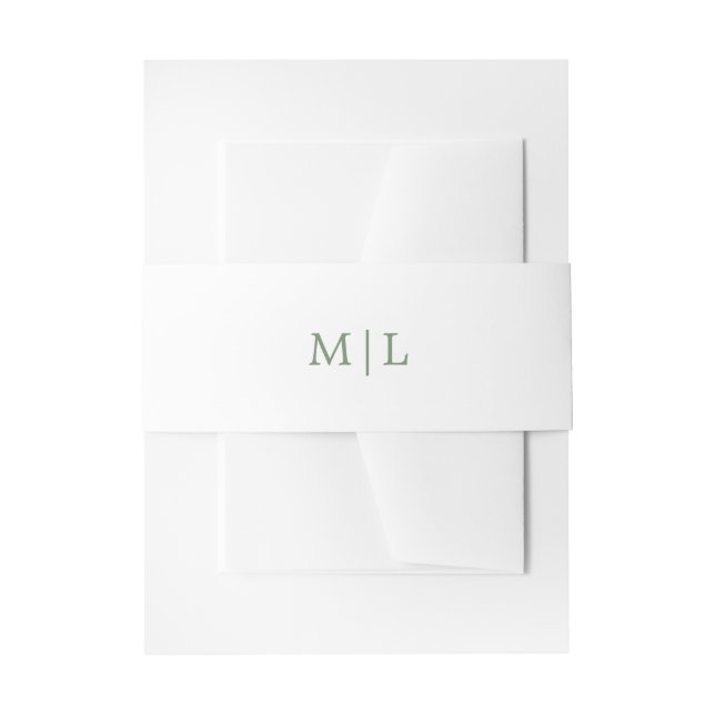 Bandeau De Faire-part Monogramme vert et blanc Mariage simple (Devant example)