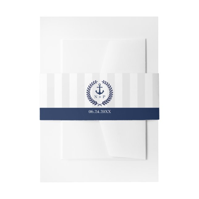 Bandeau De Faire-part Monogrammes personnalisés Mariages de style nautiq (Devant example)