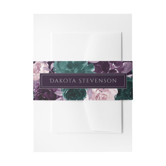 Bandeau De Faire-part Moody Boho | Grotte foncée pourpre et Turquoise (Devant example)